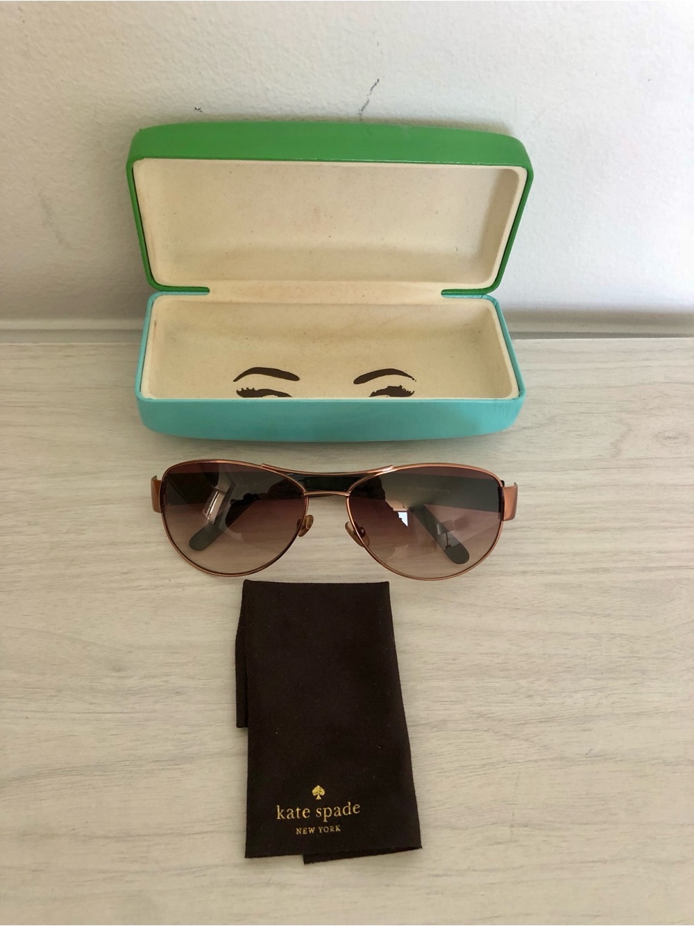 Kate Spade Navigator Sunglasses Bronze Leopard Print w Case Pouch